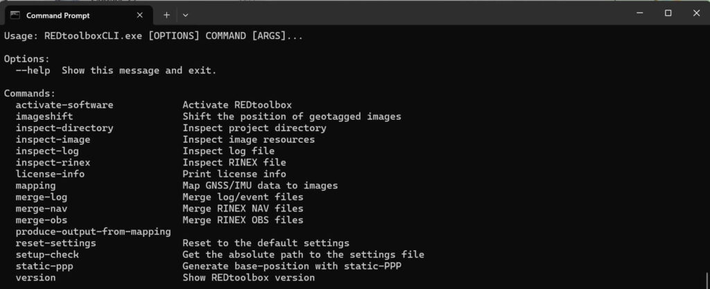 REDtoolbox CLI automatisation batch command line PPK drone