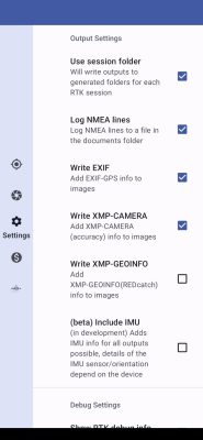 RTK camera geotagging EXIF XMP